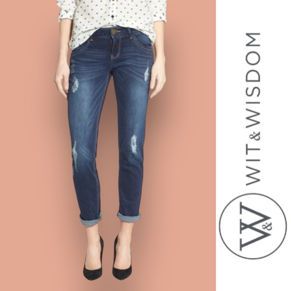 Wit & Wisdom Distressed Ankle Fray Skinny Jeans, Size 10, MSRP $88